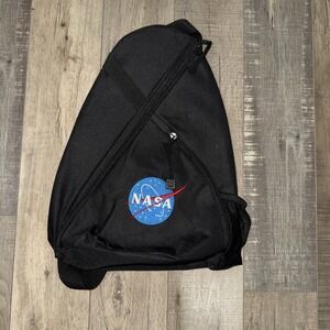 NASA Kennedy Space Center Crossbody Sling Bag Black Embroidered Logo